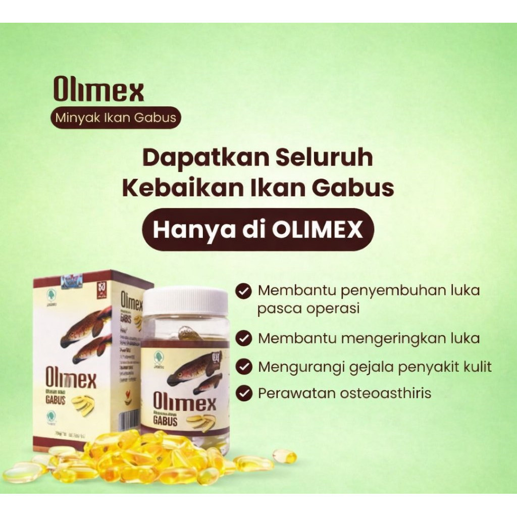 Olimex Kapsul Original 100% Asli Minyak Ikan Gabus Obat Luka Pasca Operasi Cesar Luka Diabetes Luka 