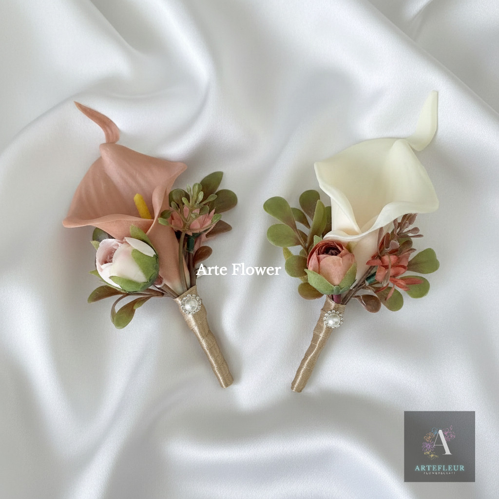 Bros Jas Pengantin Jas CALA LILY Wedding Corsage Boutonniere / Bunga Wisuda Pria / Bunga Pengantin P