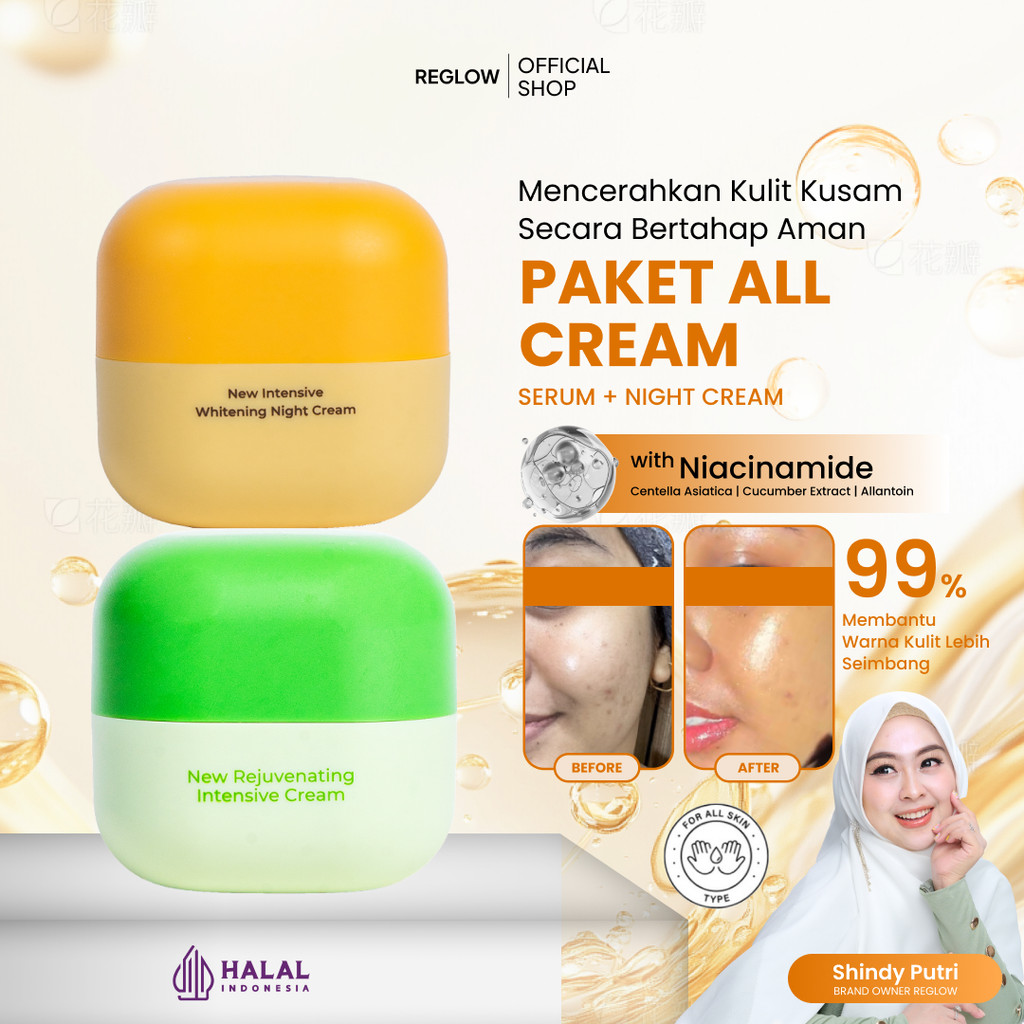 Reglow Paket All Cream Krim Siang dan Krim Malam Menyamarkan Garis Halus Dan Kerutan Official