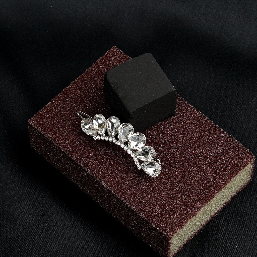 Glamorousky Barrette Berkilau dengan Kristal Austria Perak - Jepit Rambut Elegan, Aksesoris Rambut K