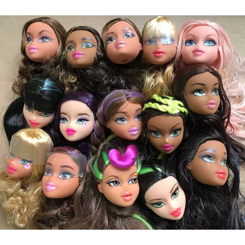 Classic Dancing Doll Heads Big Sexy Mouth Doll Heads White Brown Skin Doll Parts Soft Colorful Hair 