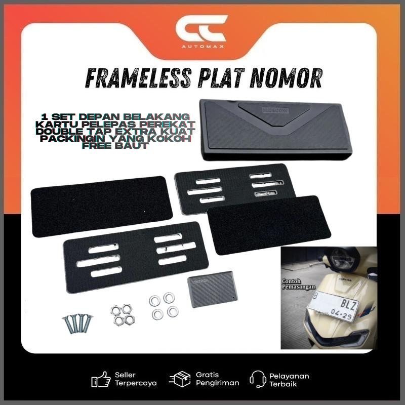 Frameless Plat Dudukan Plate Motor 2PCS MOSCOW GEN 2 Clean Universal