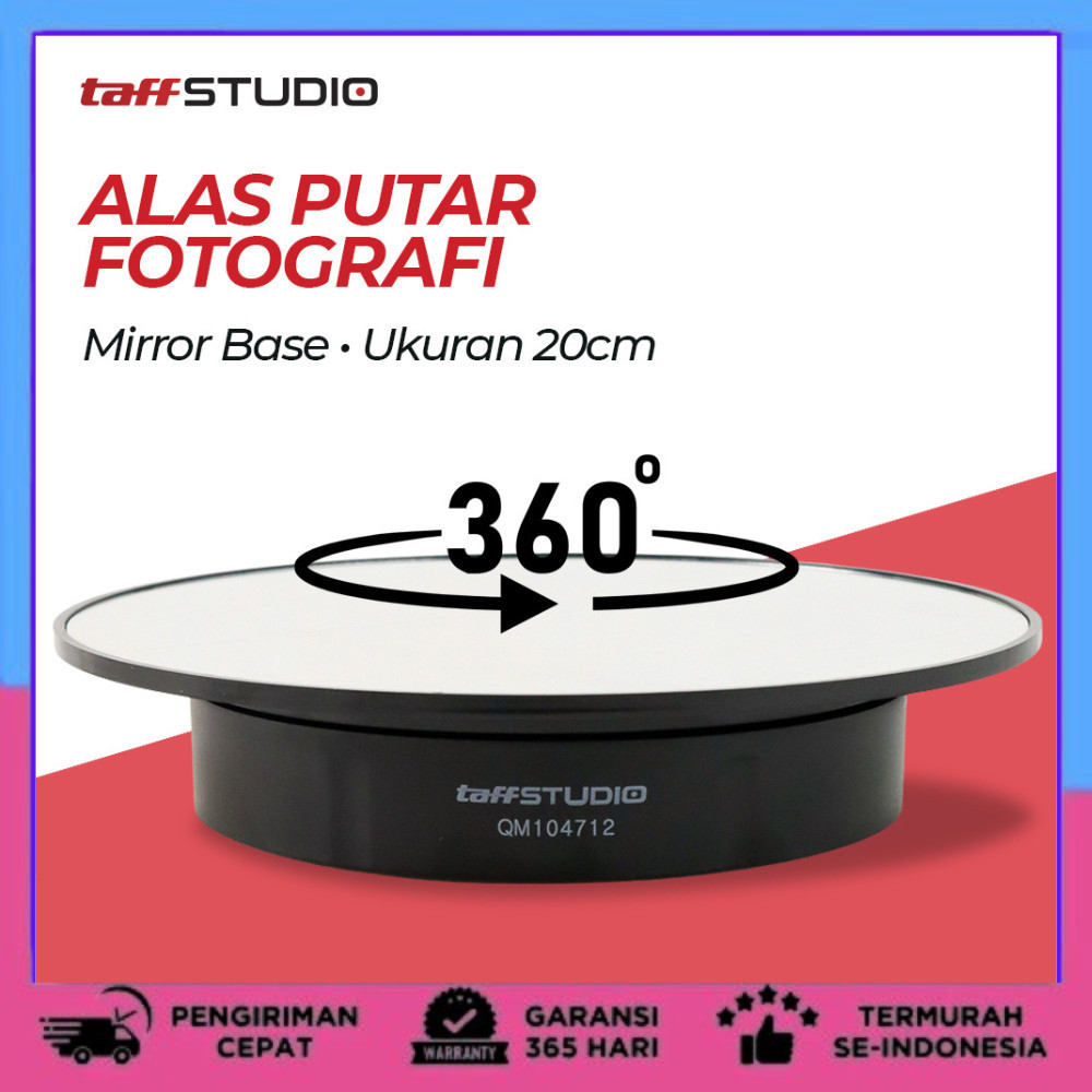 Alas Putar Fotografi Mirror Rotating 360 Turntable 20cm -  TaffSTUDIO Alas Putar Fotografi Rotating