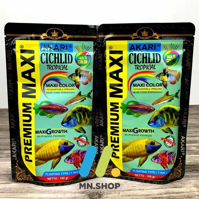 PetlyMart Pelet Akari Cichild/Akari Cichild Premium Maxi 100gr/pakan pelet ikan