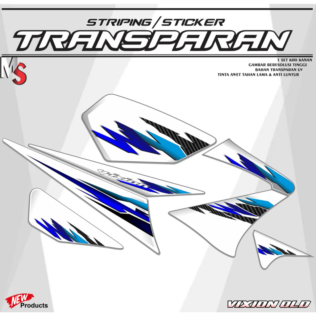 STRIPING VIXION LAMA VIXION OLD LIS STICKER TRANSPARAN POLET MS002 VARIASI STICKER
