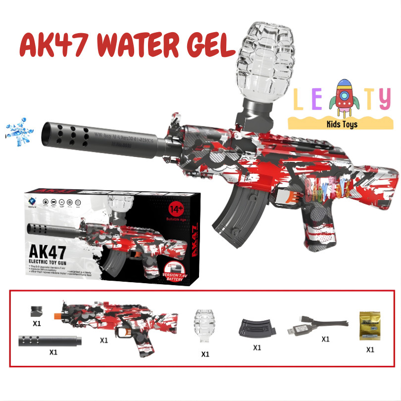 Mainan Anak Water Gel Tembak Tembakan Gel Aman Shooting AK47 Mainan Luar Ruang Anak Aman SNI