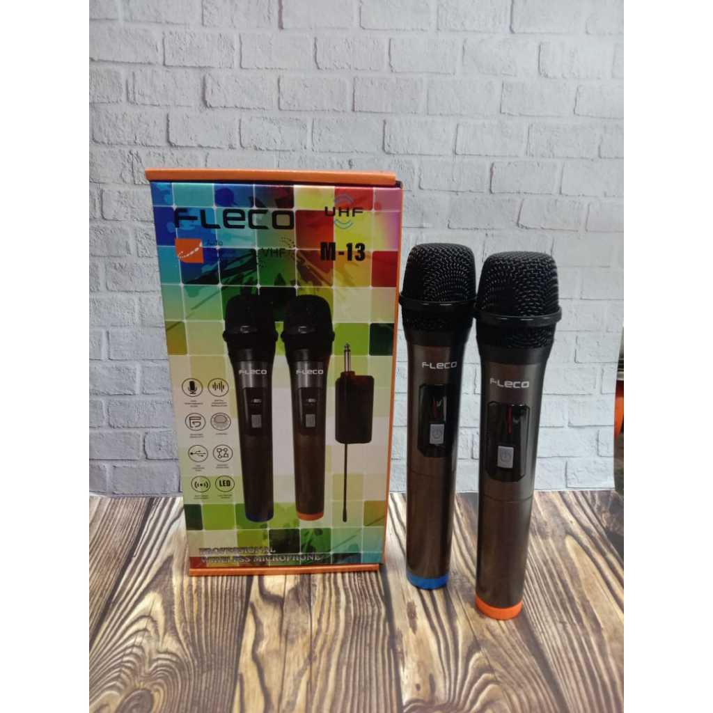 Microphone Wireless Fleco M-13 Double Mic / Mic Wireless Fleco / Mikrofon Nirkabel