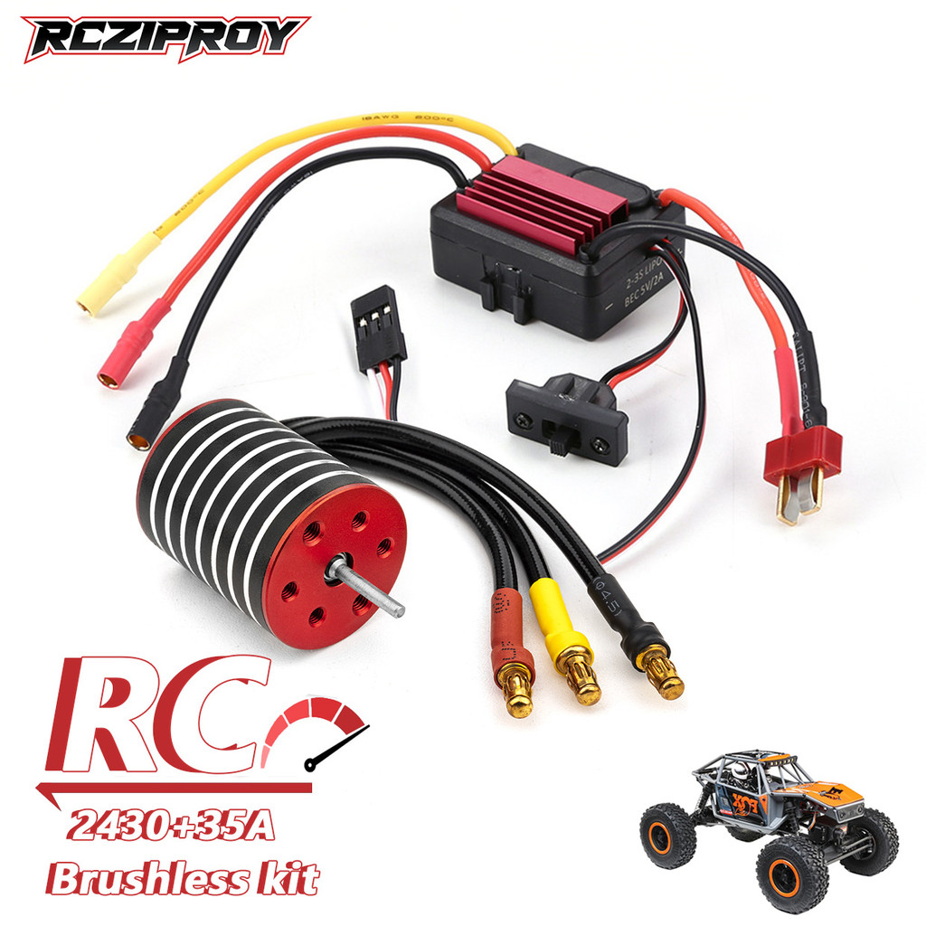 RCZIPROY Waterproof 2430 Brushless Motor Uninducted ESC 35A ESC Kit for 1/14 1/16 RC Car Buggy Drift