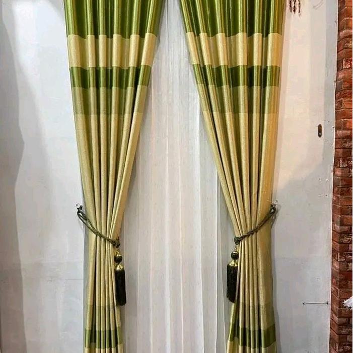 PROMO  gordeng Blackout minimalis  Rainbow Hijau |  gorden import kombinasi warna | korden jendela |
