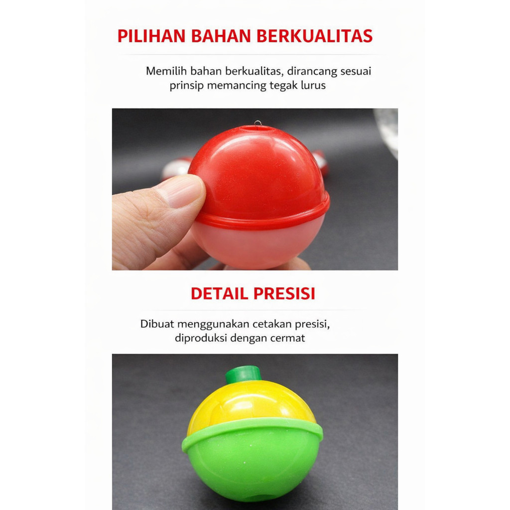 Pelampung Pancing Bola Plastik Tebal – Pelampung Pancing Laut & Air Tawar