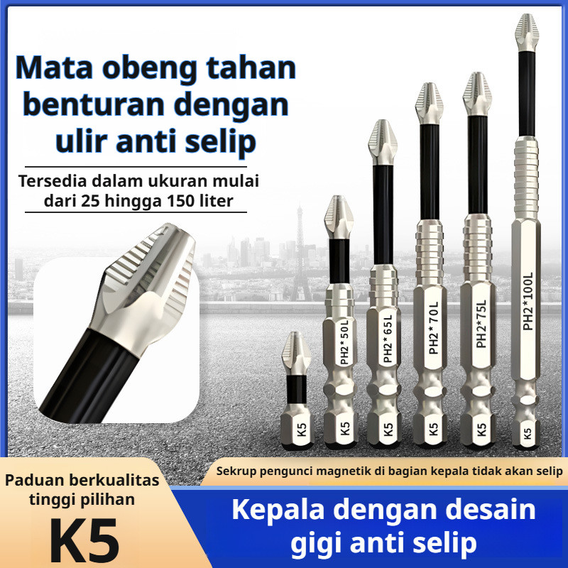 [Mata Obeng Magnet Anti Slip K5 S2 Set 9 Pcs Kuat Tahan] Set Mata Obeng Magnet Kuat Anti Slip/Mata O