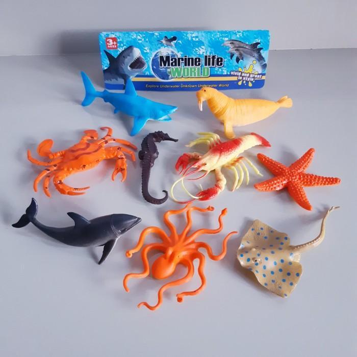 Mainan Set Hewan Laut Karet Besar - Figur Binatang Satwa Liar Edukasi
