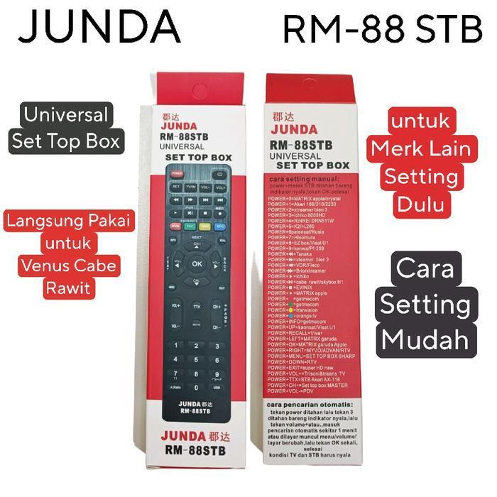 Remote Universal STB DVB T2 JUNDA RM-88 New bisa Pairing Remot TV - RM 88 Dus Merah