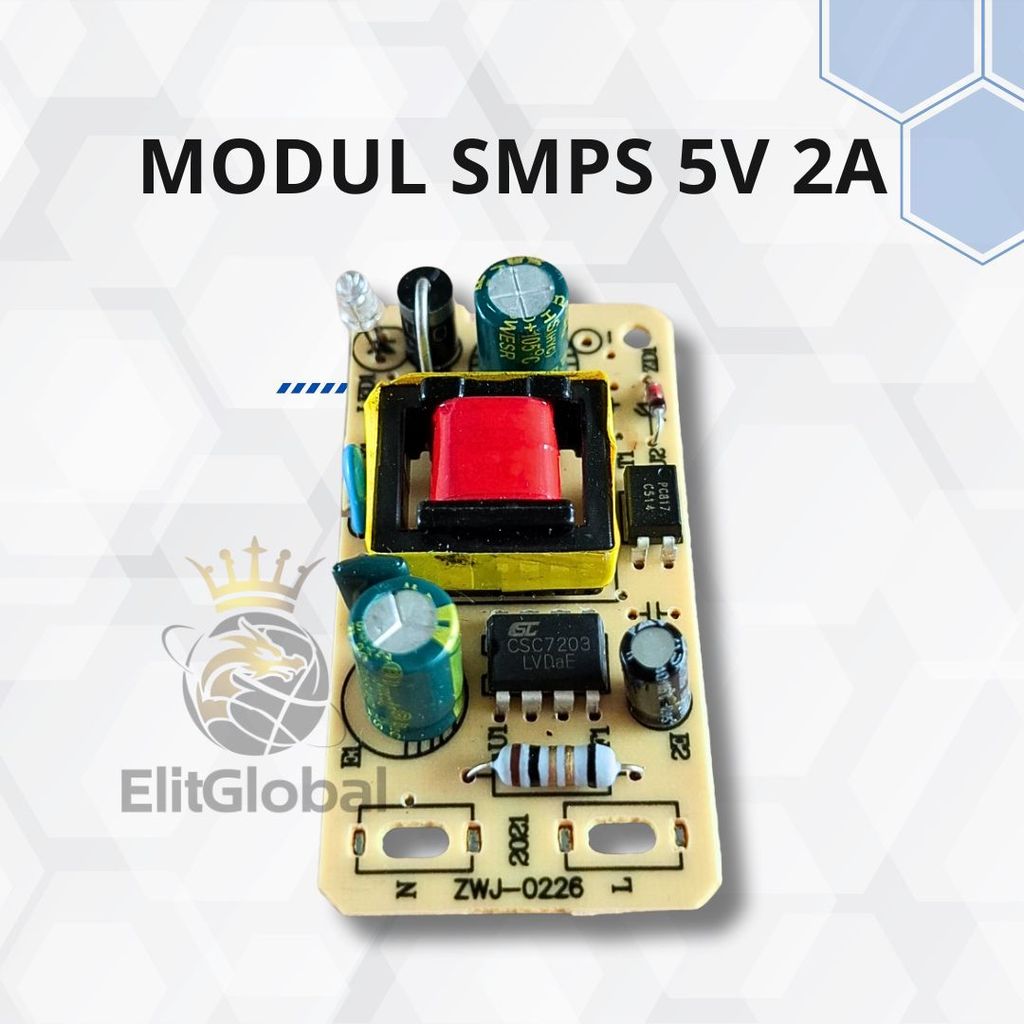Kit SMPS 5V 2A Modul Power Supply 5VDC 2A Input AC 220V 240V Aplikasi IoT Driver Modul