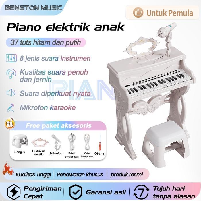 Benston music - Piano Musik Multifungsi, 37 Key Electric Piano - putih