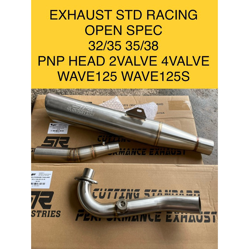 WAVE125 EXHAUST RACING CUTTING STANDARD SPEC OPEN 32/35 35/38 PNP HEAD 2VALVE 4VALVE S1R THAILAND FO