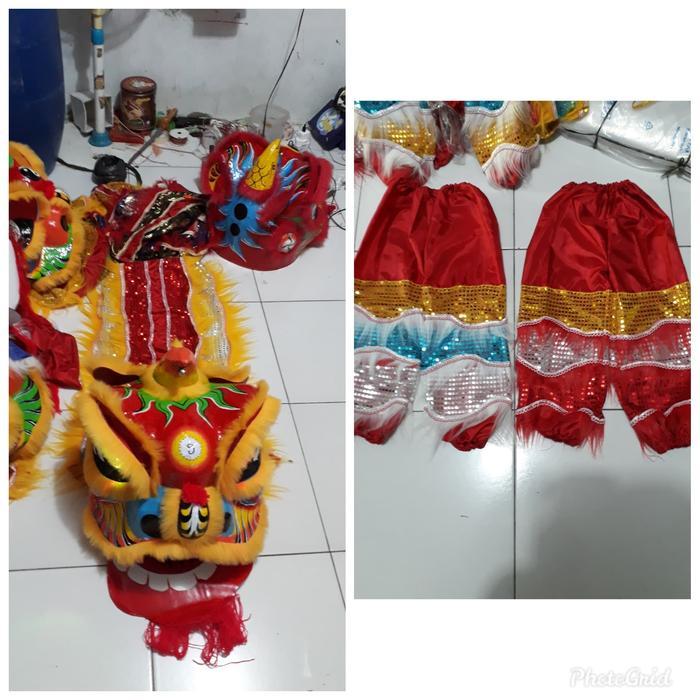 paket barongsai anak jumbo dengan 2 celana ukuran 70cm - Merah