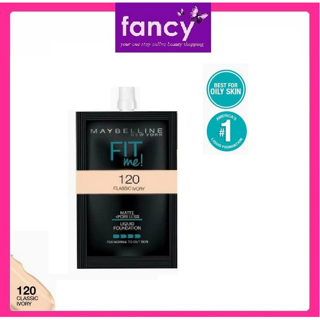 Maybelline Fit Me Matte Foundation Oily Skin SACHET 5ml 120 Classic Ivory