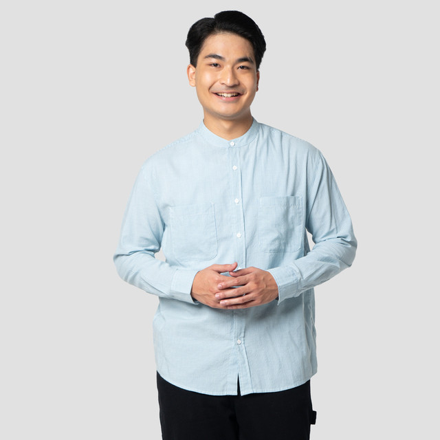 Nevada Yarndyed Pinstripe Kemeja Koko Pria 123350277