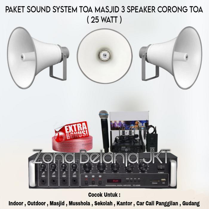 Paket Sound System Toa Masjid Mushola 3 Corong Toa 25 Watt ( SET 3 )