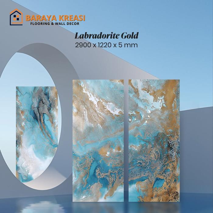 ROSHAN LUMIA ONYX TRANSLUCENT WALL PANEL BIG SLUB 122CM x 290CM BOOKMATCH - Labradorite Gold