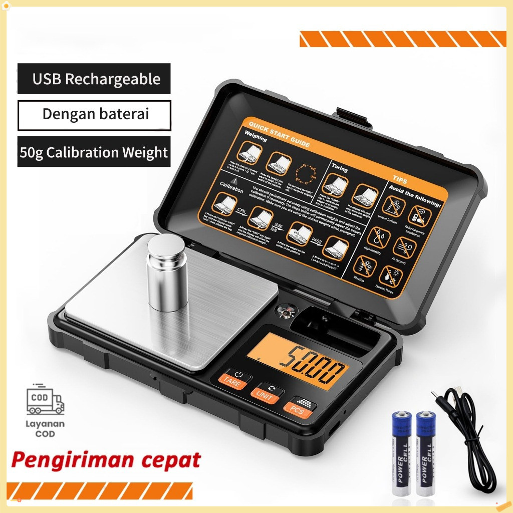 Ready Ori Timbangan Emas Mini Digital 200gr/0.01g | Pocket Scale Digital | USB Rechargeable & Batera