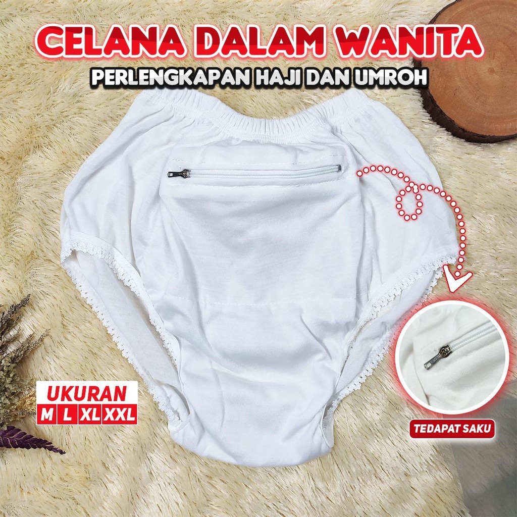 VIRAL Celana Dalam Wanita Saku Haji dan Umroh / Celana Dalam Perlengkapan Haji dan Umroh / Celana Da