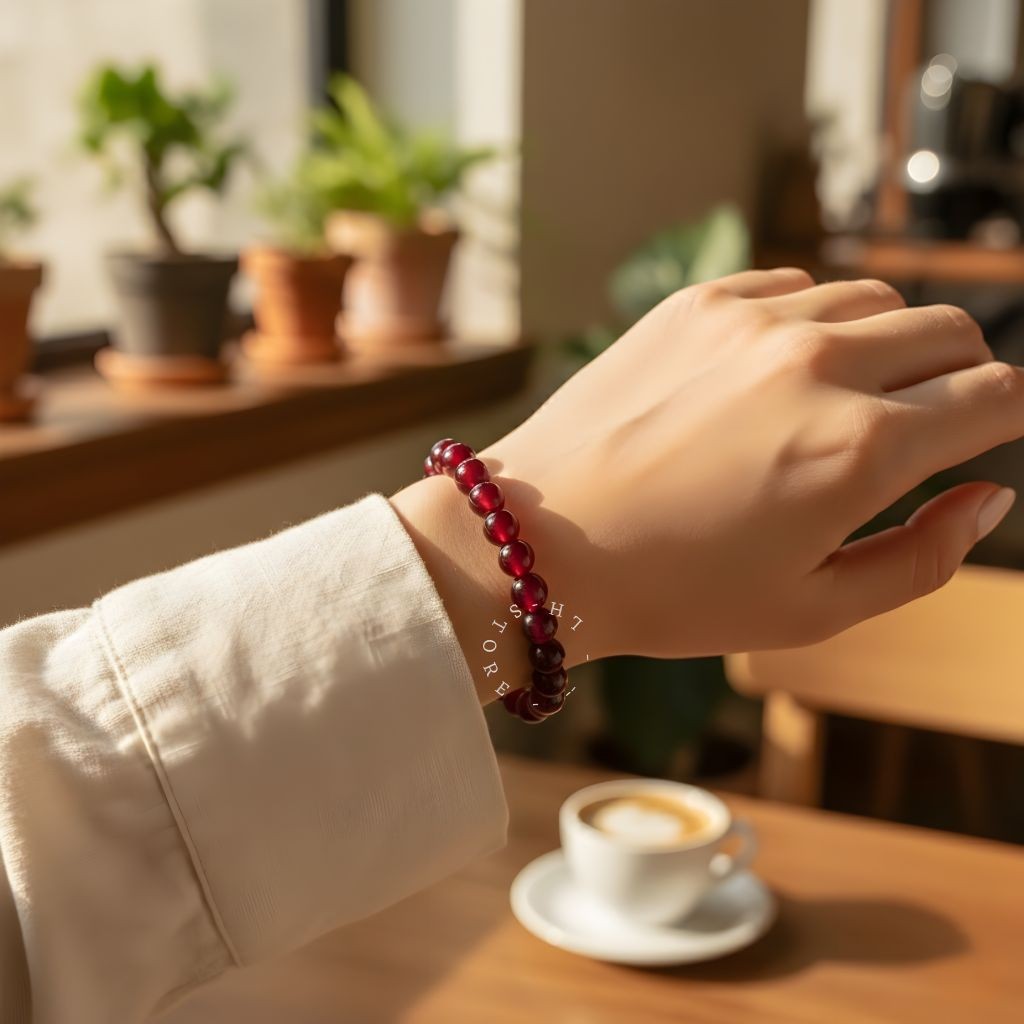 Gelang Manik Kristal Red Cherry Premium