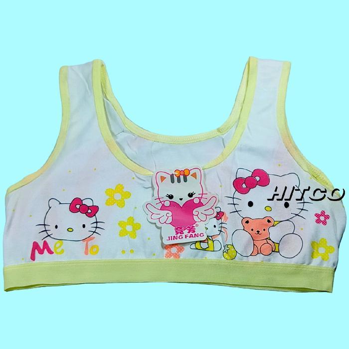 Mini Set Anak 11-14 Tahun Bra Anak Fashion Motif Hello Bahan Katun Miniset Sd Smp - 4 Pcs, All Size