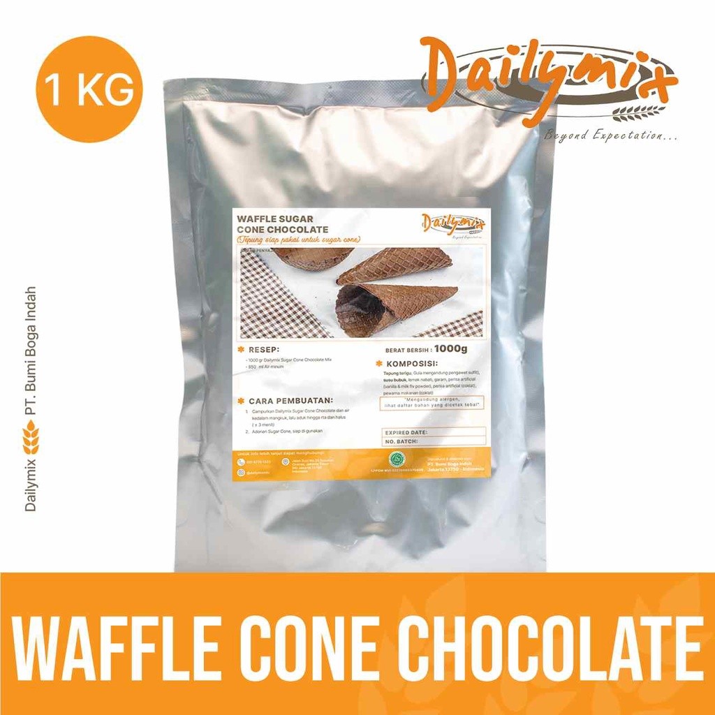 (  Dailymix )Tepung Premix Sugar Waffle Cone Coklat / Waffle Cone Chocolate