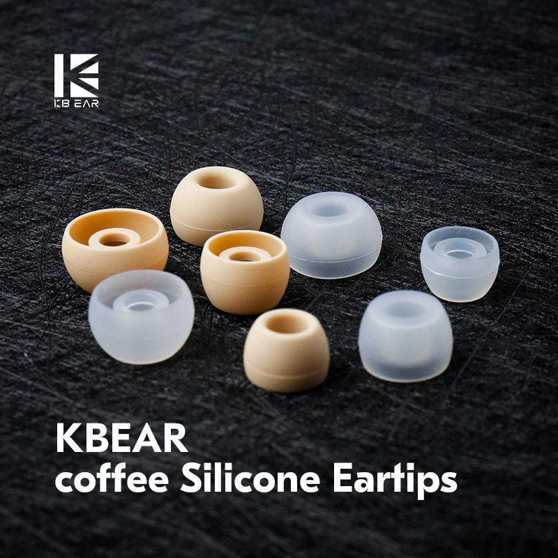 KBEAR Coffee Eartips (S/M/L/XS) Soft Silicone Replacement Eartips Coffee Clear Earbuds Replacement E