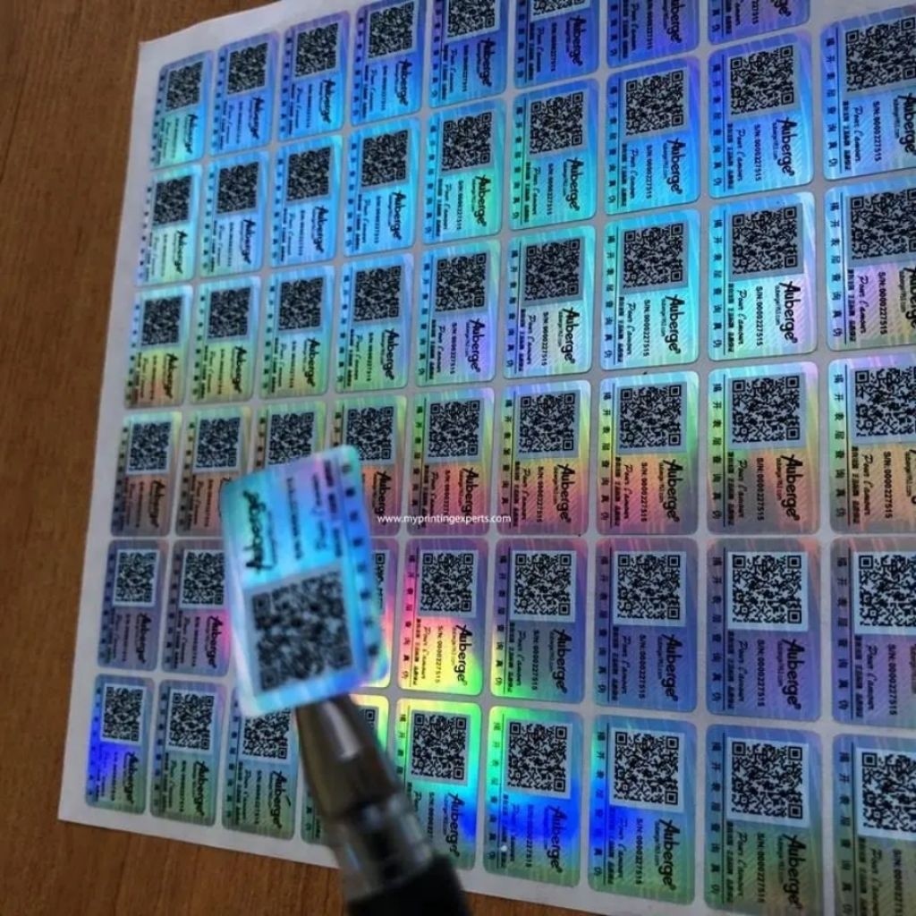 Print Cetak Stiker Hologram Anti Silver Gold Air Custom A3+