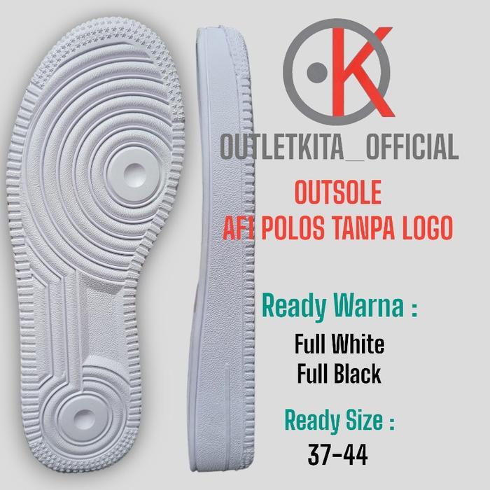 PROMO Outsole Sepatu AF #1 Polos Tanpa Logo Ceklis - Full White, 39