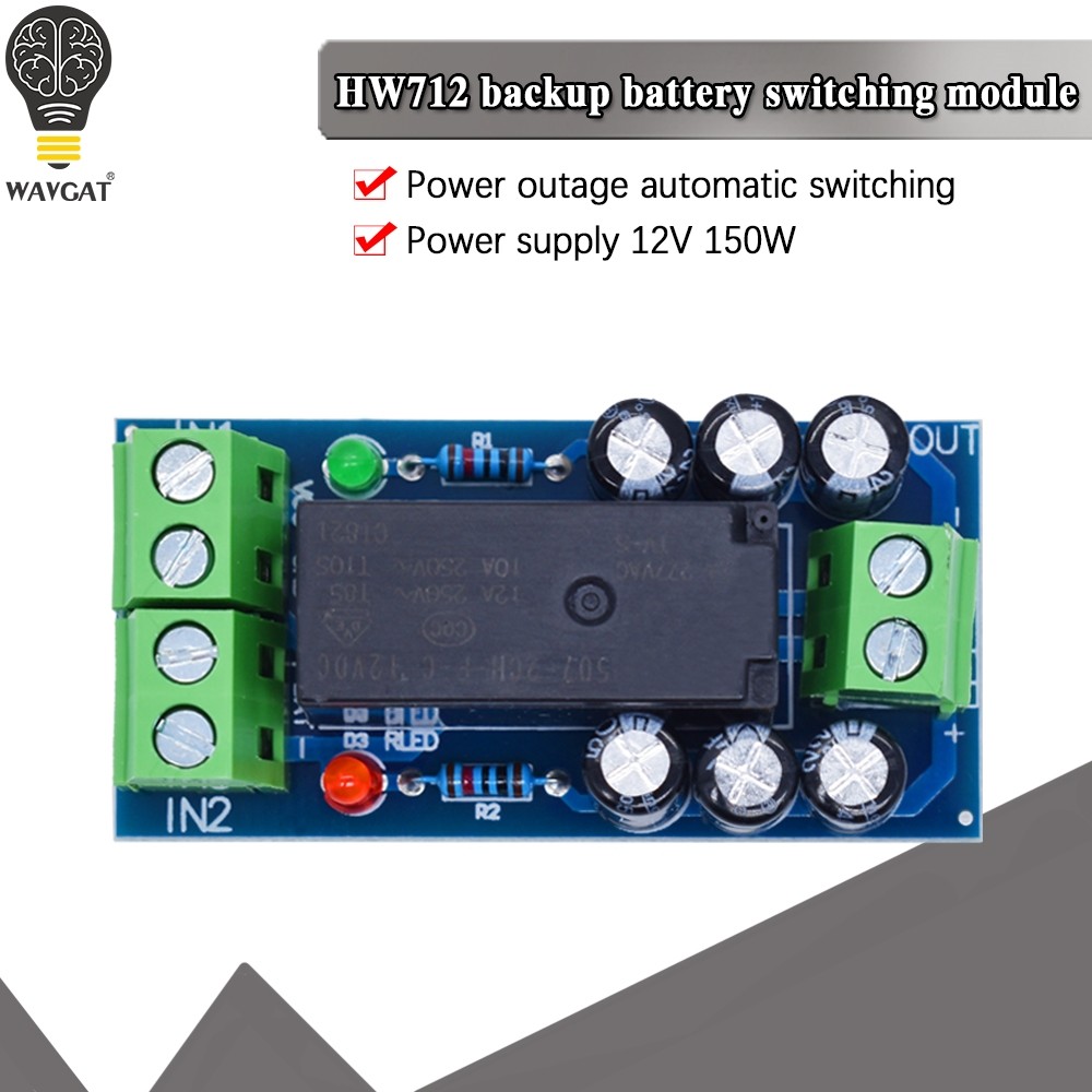 WAVGAT 12V 150W 12A Backup Battery Switing Module high power Board Automatic switing battery power X