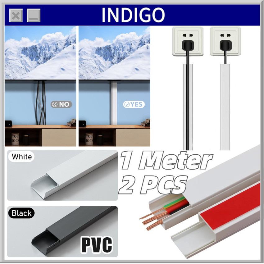 2PCS 20*10MM Pipa Listrik Wiring Cable Duct Trunking PVC / Penutup Kabel Duct Kotak Dinding Lantai W