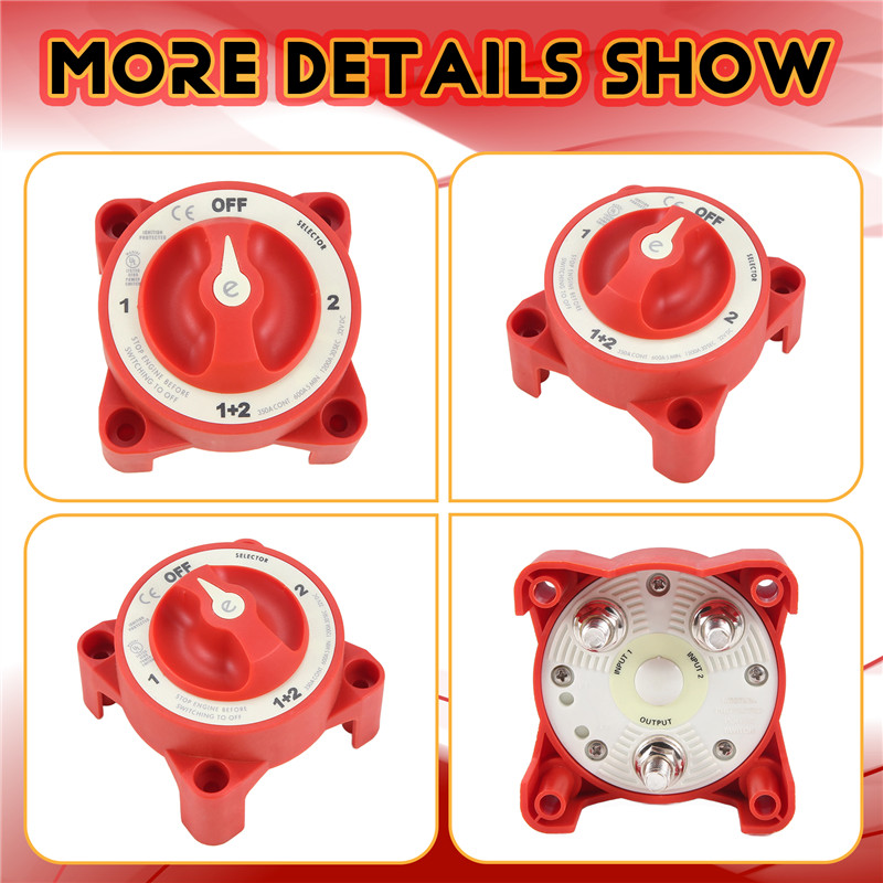 DC 32V 350A Battery Switch 4-Position Selector Marine Boat Battery Selector Switch Disconnect For Ma
