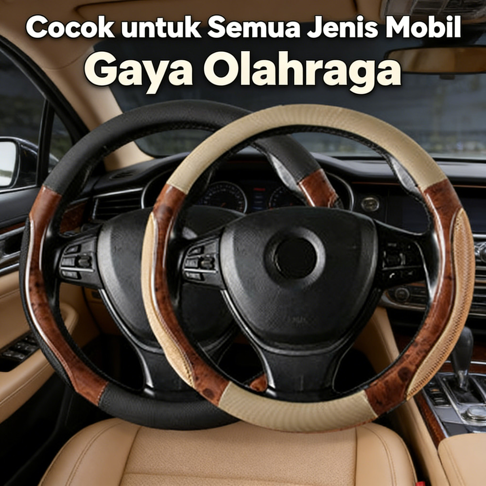 mobil stir setir cover sarung Sintetis universal Honda Jazz Innova avanza racing Sport kayu kulit mo