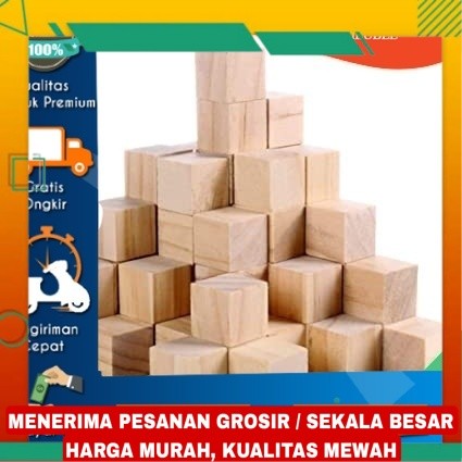 Natural Wooden cube block kotak kayu kubus