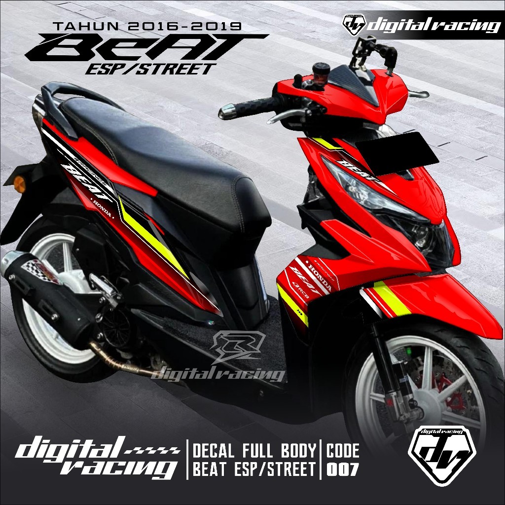 Stiker Decal Honda Beat Esp/Street C007 - Sticker Beat Full Body Tahun2016 - 2019 Aksesoris Variasi 