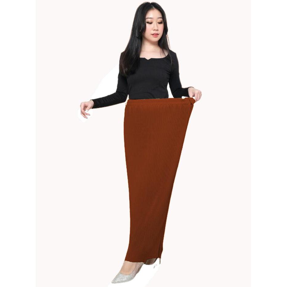Rok Plisket Lidi Premium Rok Span Lidi Plisket Panjang Polos - Army