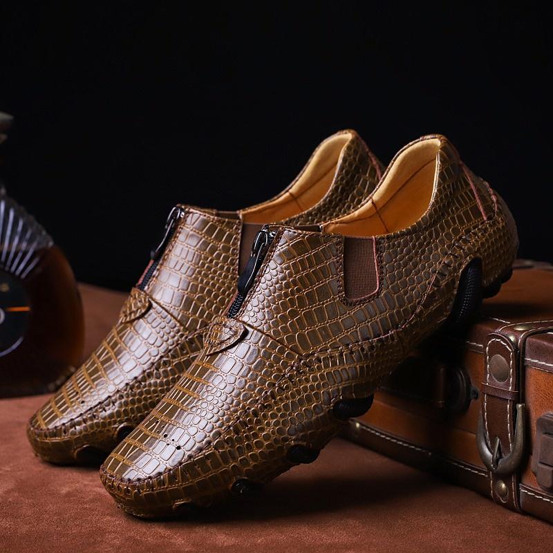 Sepatu Pantofel Pria Kulit Asli Motif Buaya Slip On Loafer Formal Kerja Kantor Mewah 174