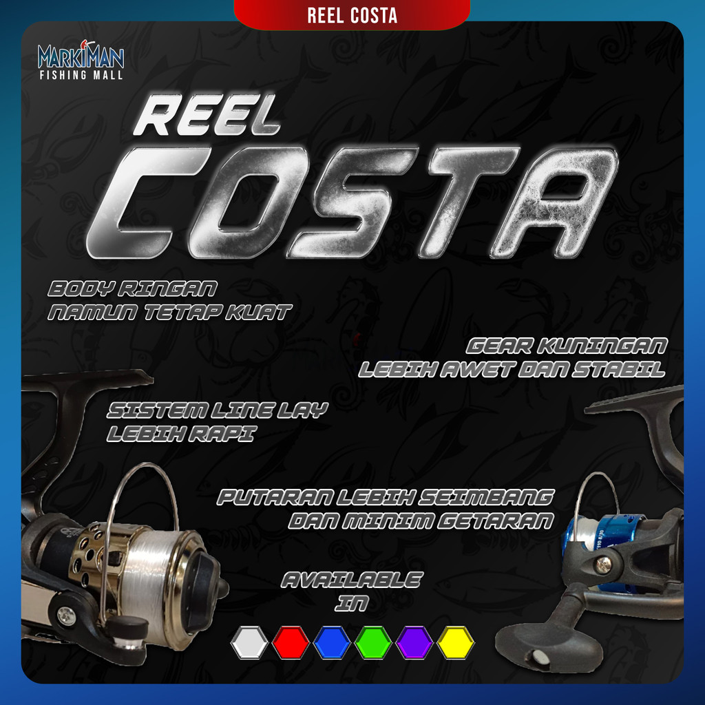 Reel Gaskan Costa Scorpion FX 200 Reel Pancing Spinning 4 Ball Bearing Bonus Senar Pancing | REEL OG