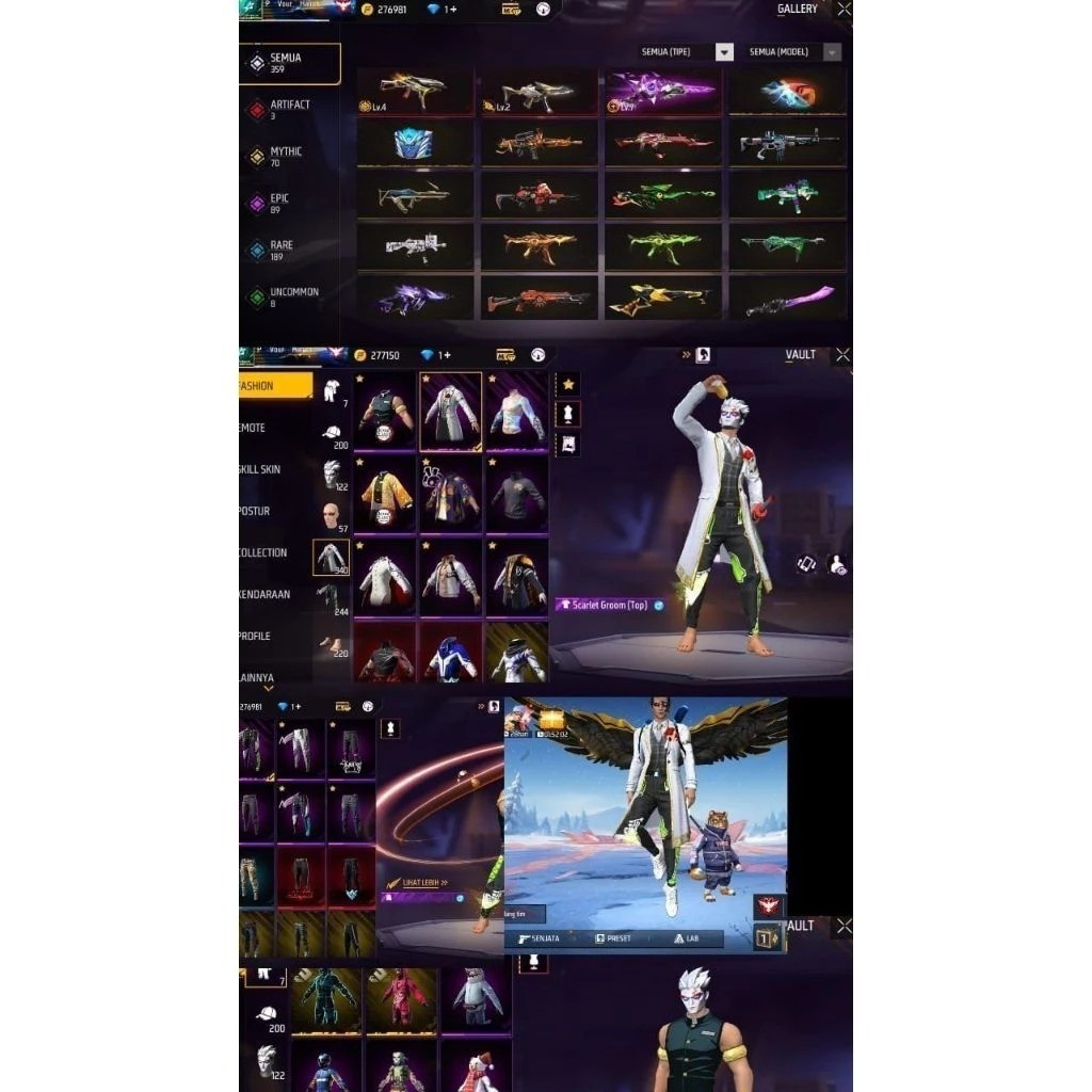 BISA COD Akun Free Fire Sultan LV MAX Diamond Bundle