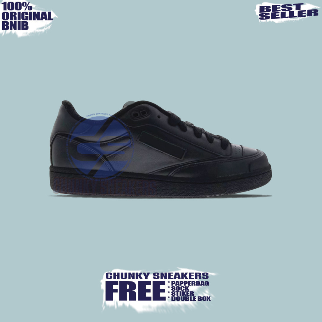 Sepatu Sneakers Reebok BEAMS x  Club C Bulc Vintage Triple Black 100% Original BNIB Unisex