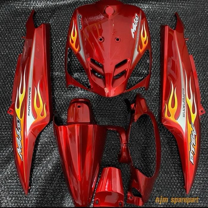 Cover Body Alus Yamaha Mio Sporty Mio Smile Merah Maroon -Abs Free Striping - Mio Sporty, Pakai stri