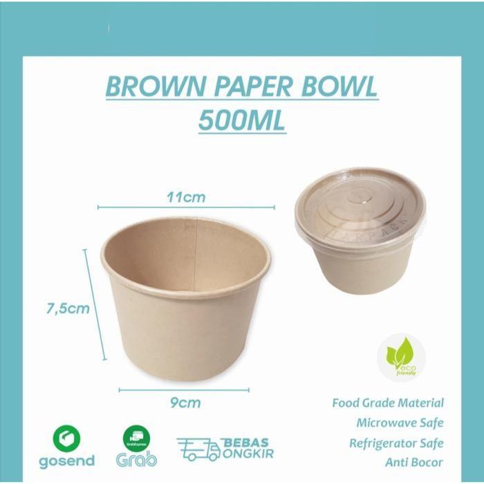 paper bowl kraft paperbowl salad starpack mangkok nasi kertas coklat - 800ml, Bowl [Terlaris]