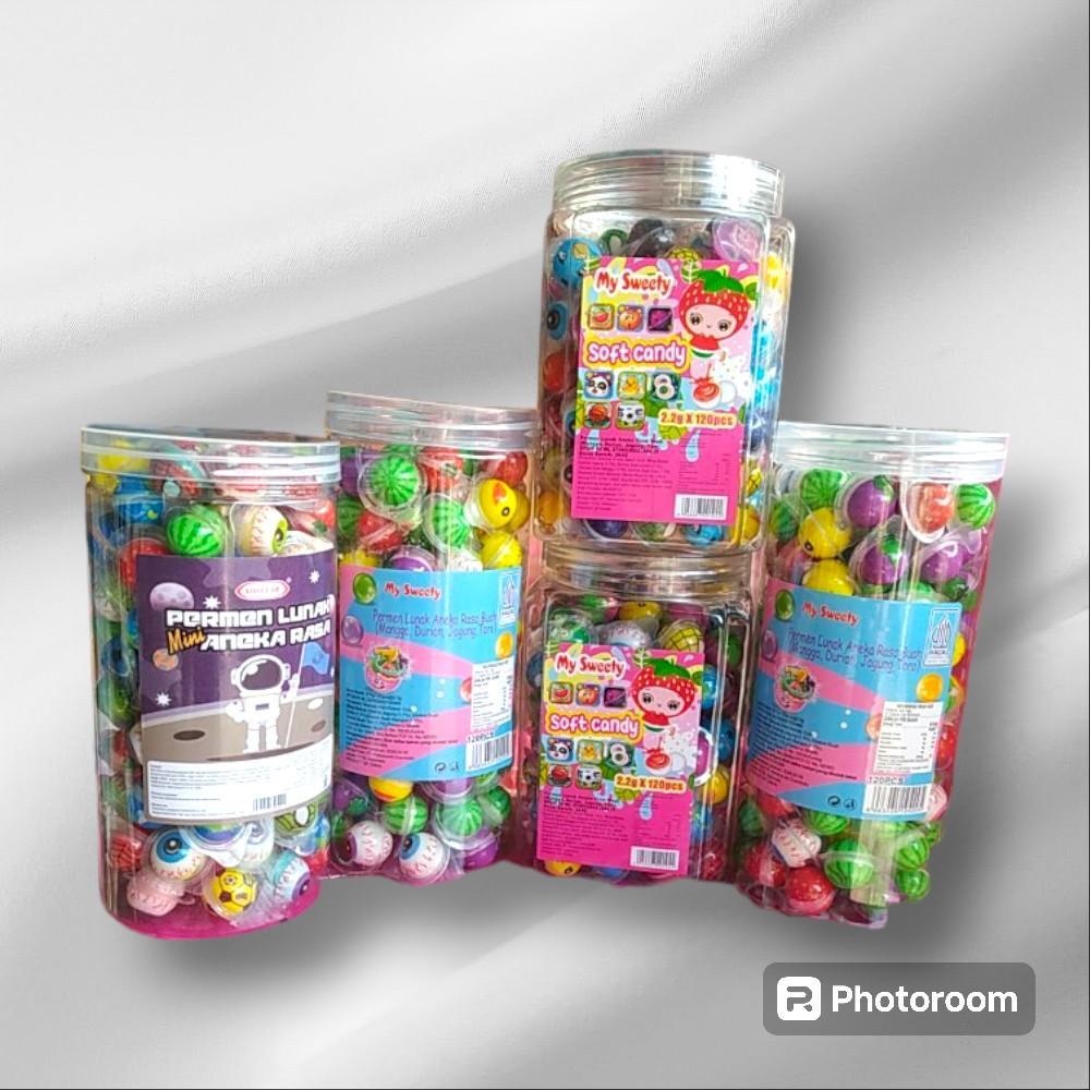 PERMEN LUNAK MINI @120 PCS - GUMMY CANDY LUNAK MINI MOTIF MIX MANIS Camilan Toples korea jawbreaker 