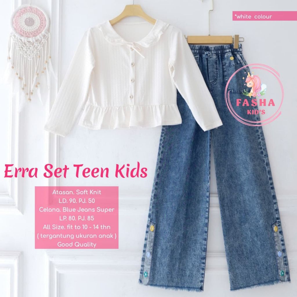 2602  Erra setelan celana kulot jeans muslim anak perempuan by Fasha kids  // ONESTUFF