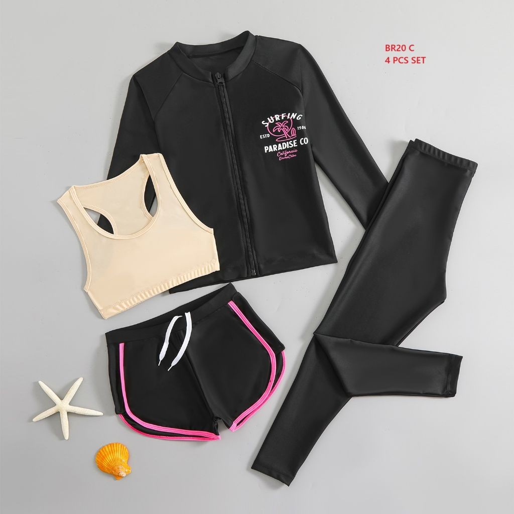 BR20 BAJU RENANG ANAK PEREMPUAN / BAJU RENANG SET  3IN1 / BAJU RENANG ANAK KOREA