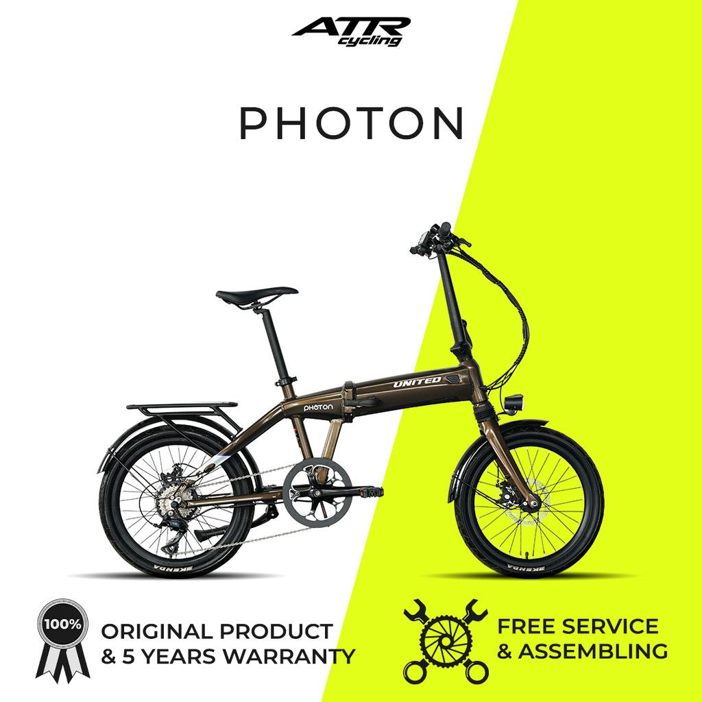 Sepeda Lipat Listrik UNITED PHOTON E-BIKE FOLDING 20" CHOCO